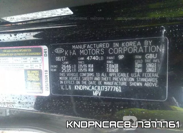 KNDPNCAC8J7377761 фото 10