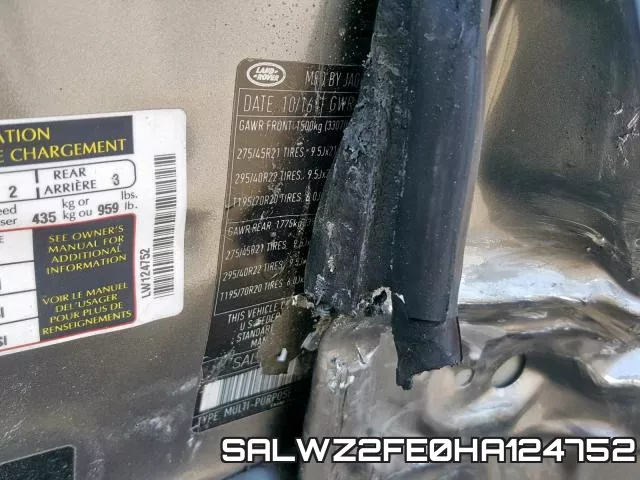 SALWZ2FE0HA124752 фото 2