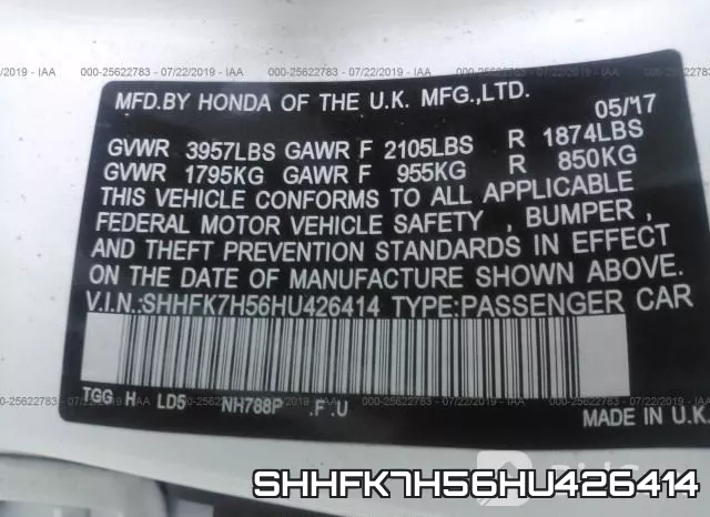 SHHFK7H56HU426414 фото 10