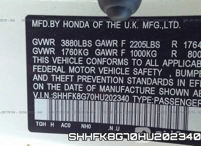 SHHFK8G70HU202340 фото 10