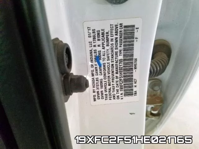 19XFC2F51HE021765 фото 2