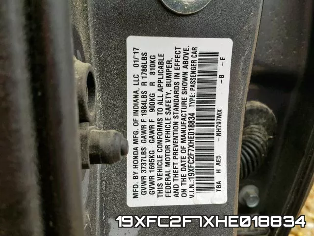 19XFC2F7XHE018834 фото 2