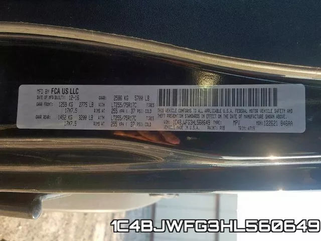 1C4BJWFG3HL560649 фото 2
