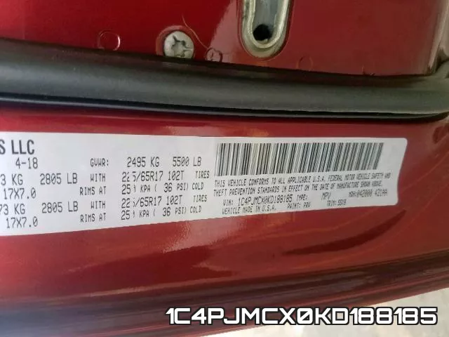 1C4PJMCX0KD188185 фото 2