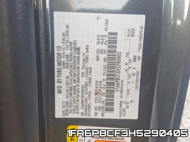 1FA6P8CF3H5290405 фото 2