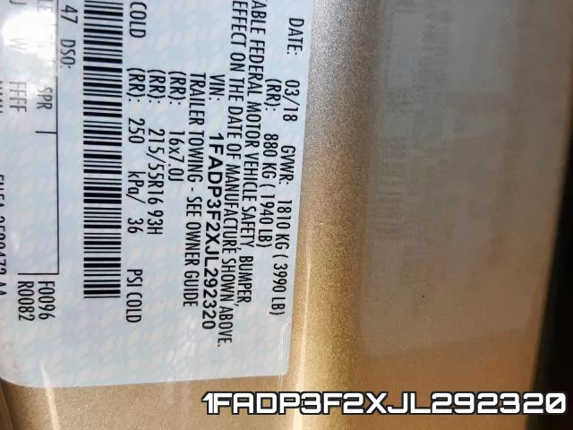 1FADP3F2XJL292320 фото 2