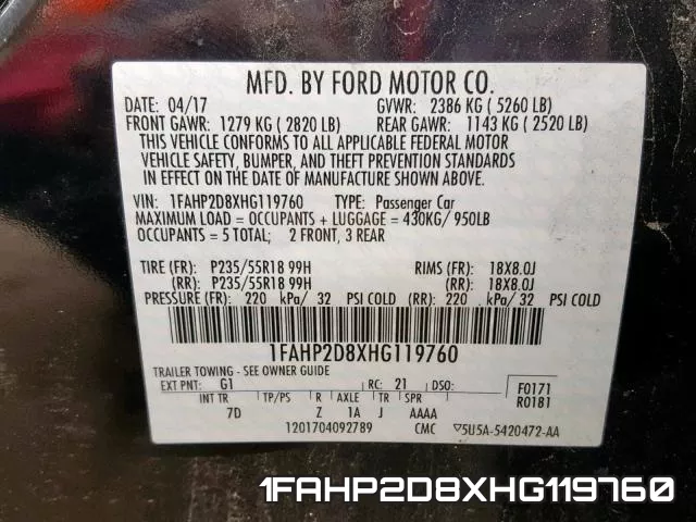 1FAHP2D8XHG119760 фото 2