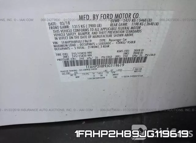 1FAHP2H89JG119619 фото 10