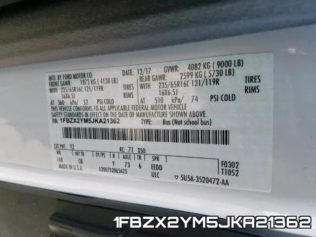 1FBZX2YM5JKA21362 фото 2