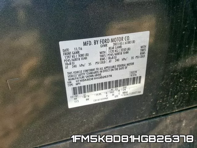 1FM5K8D81HGB26378 фото 2