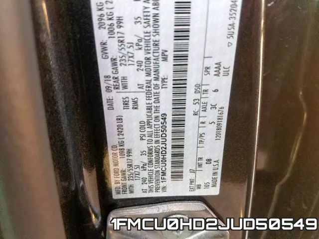 1FMCU0HD2JUD50549 фото 2