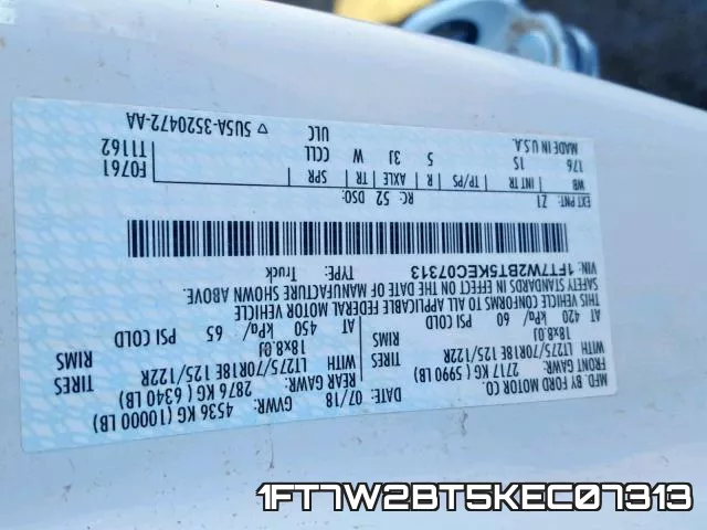 1FT7W2BT5KEC07313 фото 2