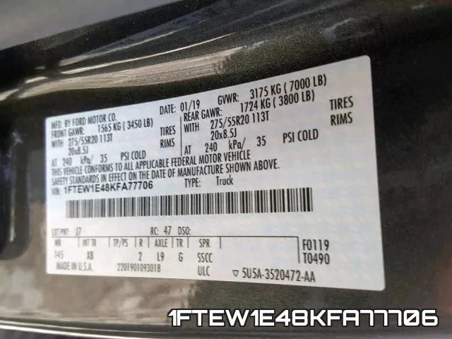 1FTEW1E48KFA77706 фото 2