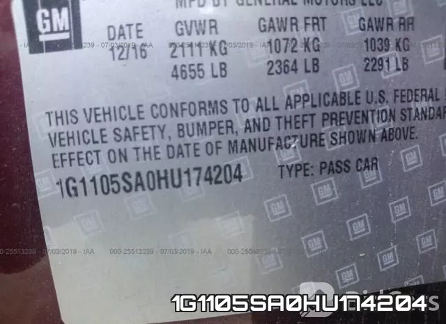 1G1105SA0HU174204 фото 10