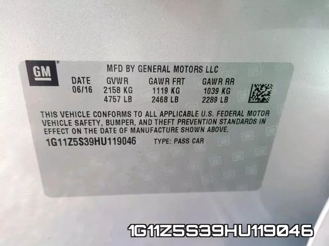 1G11Z5S39HU119046 фото 2