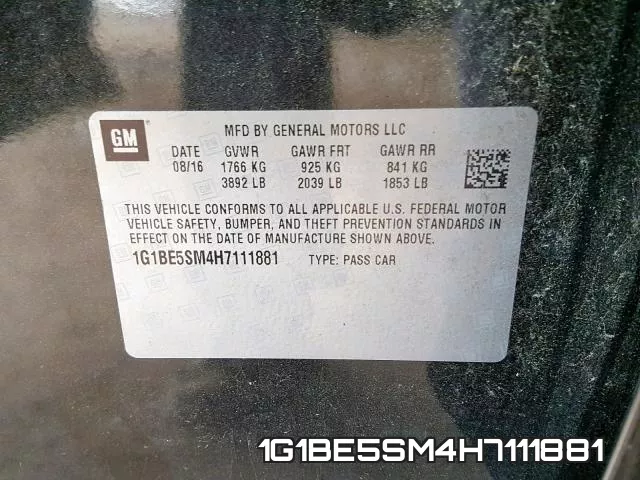 1G1BE5SM4H7111881 фото 2