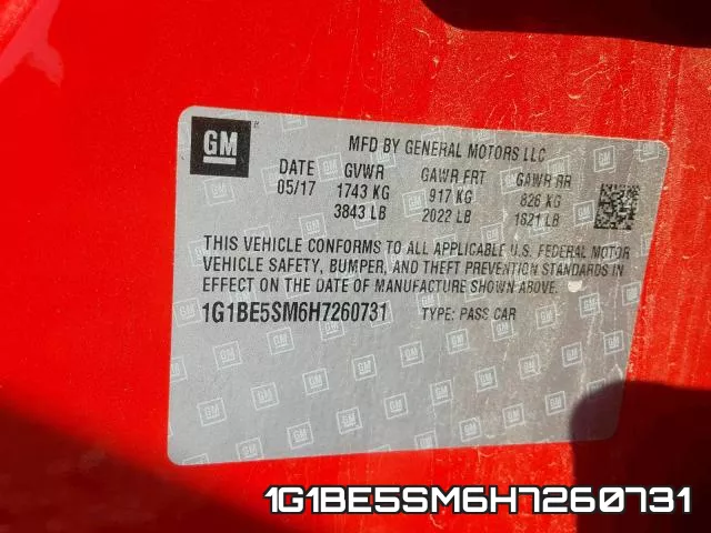 1G1BE5SM6H7260731 фото 2