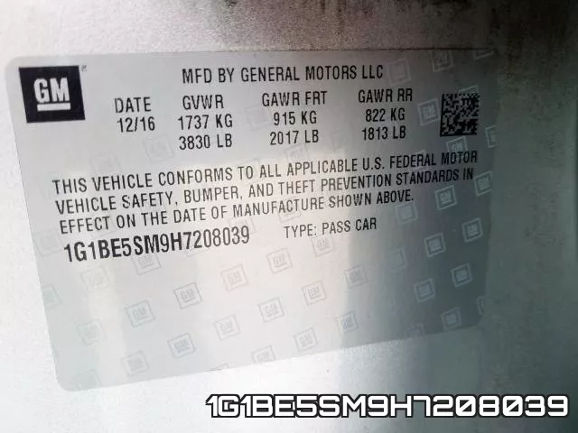 1G1BE5SM9H7208039 фото 2