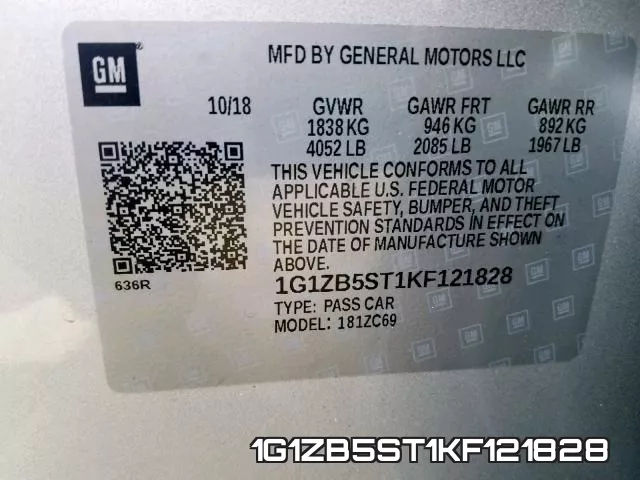 1G1ZB5ST1KF121828 фото 2