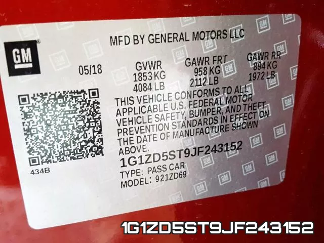 1G1ZD5ST9JF243152 фото 2