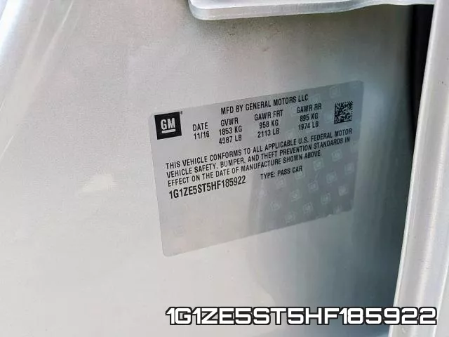 1G1ZE5ST5HF185922 фото 2