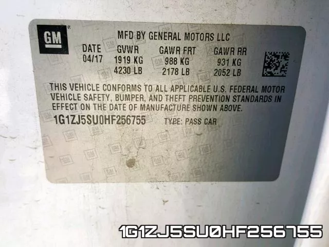 1G1ZJ5SU0HF256755 фото 2