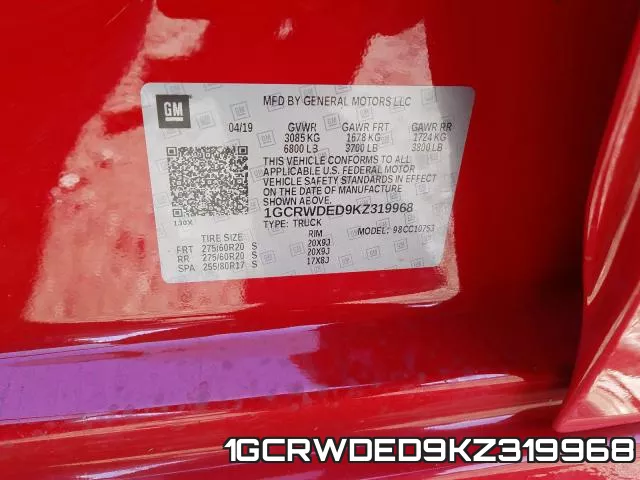 1GCRWDED9KZ319968 фото 2