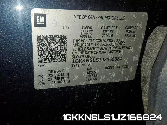1GKKNSLS1JZ166824 фото 2