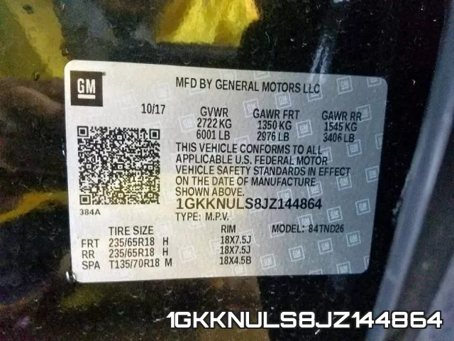 1GKKNULS8JZ144864 фото 2
