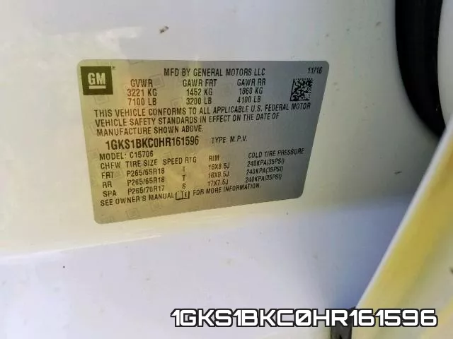1GKS1BKC0HR161596 фото 2