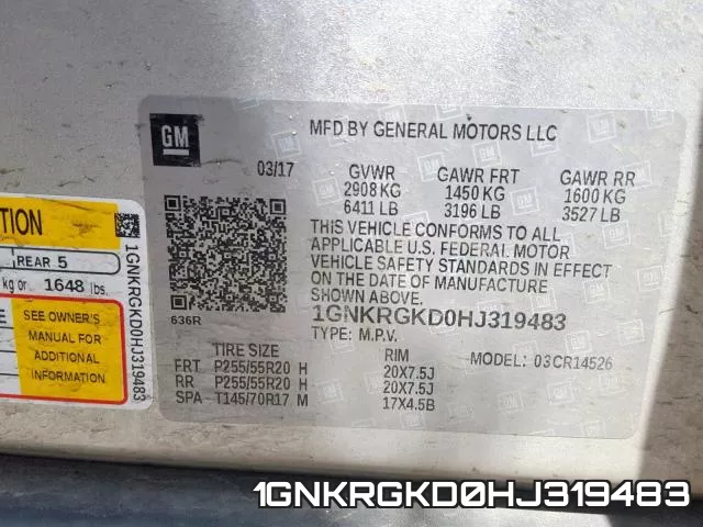 1GNKRGKD0HJ319483 фото 2