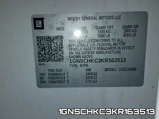 1GNSCHKC3KR163513 фото 2