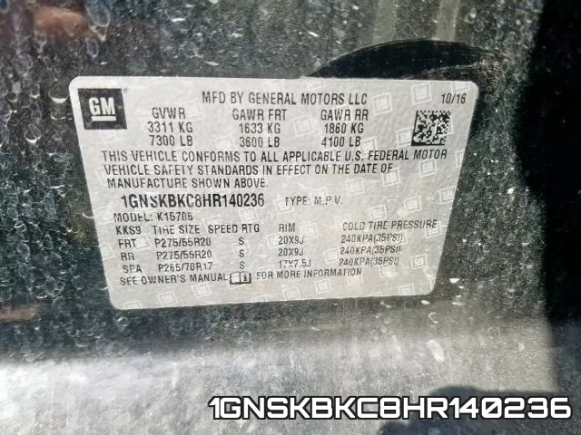 1GNSKBKC8HR140236 фото 2