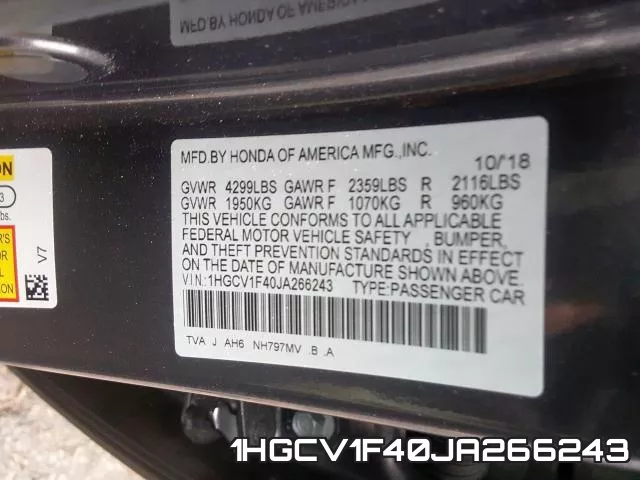 1HGCV1F40JA266243 фото 2