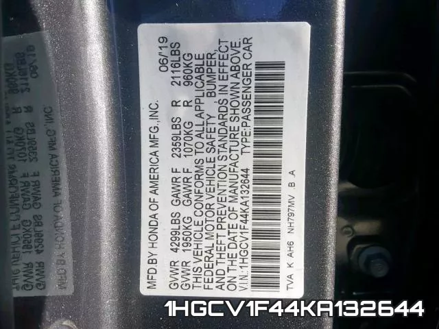1HGCV1F44KA132644 фото 2