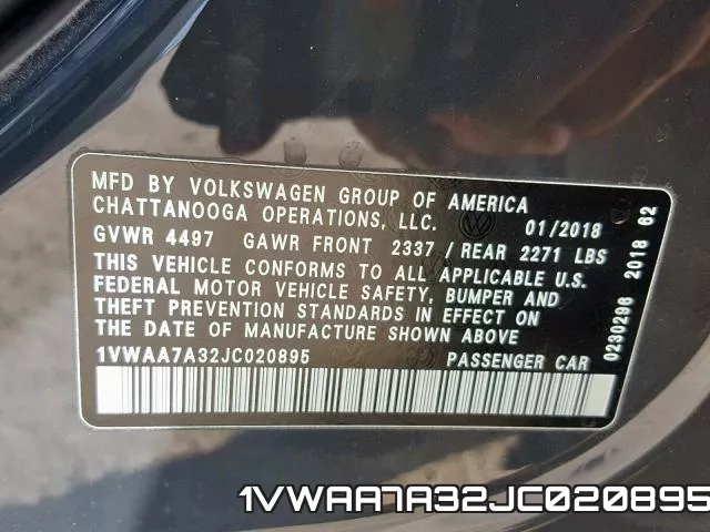 1VWAA7A32JC020895 фото 2