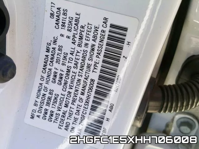 2HGFC1E5XHH706008 фото 2