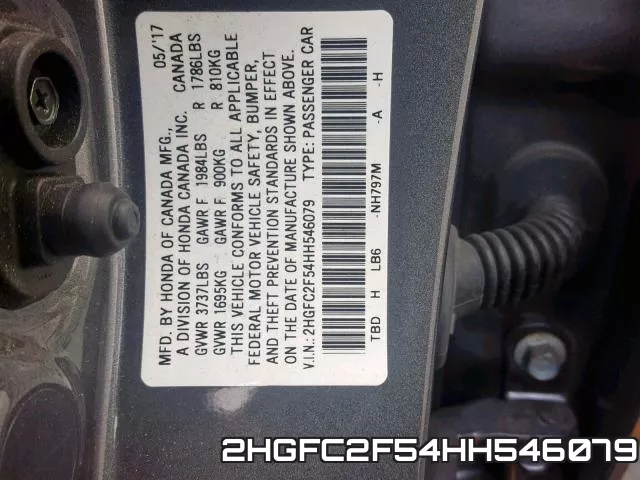 2HGFC2F54HH546079 фото 2