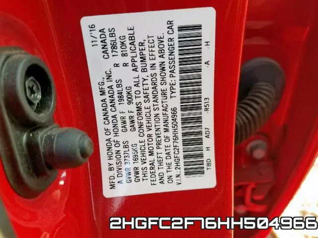 2HGFC2F76HH504966 фото 2