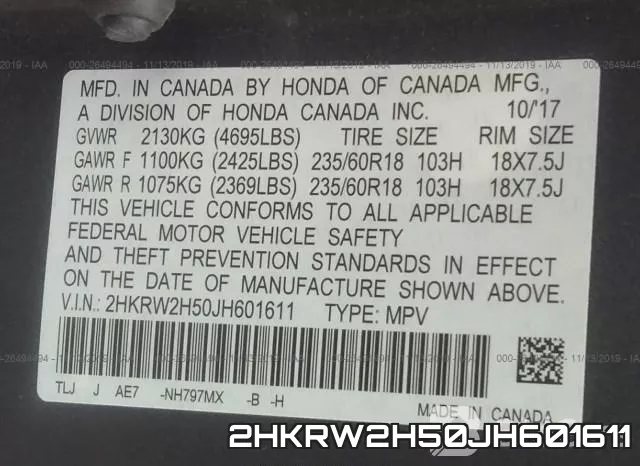 2HKRW2H50JH601611 фото 10
