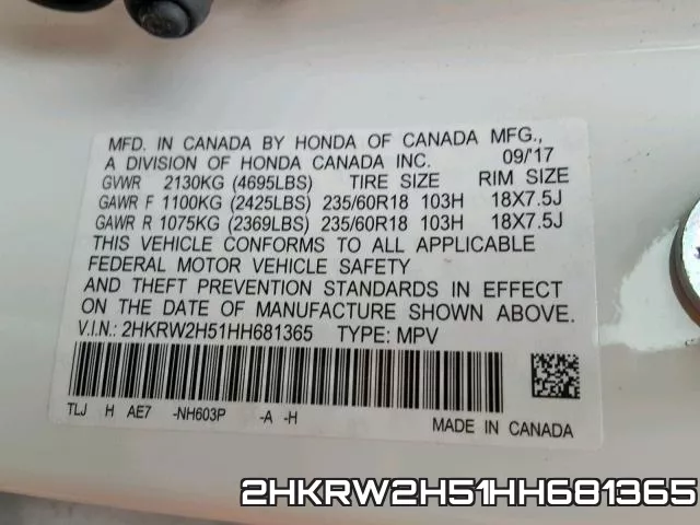 2HKRW2H51HH681365 фото 2