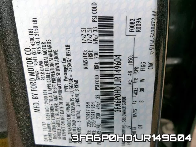 3FA6P0HD1JR149604 фото 2