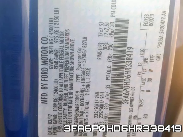 3FA6P0HD6HR338419 фото 2