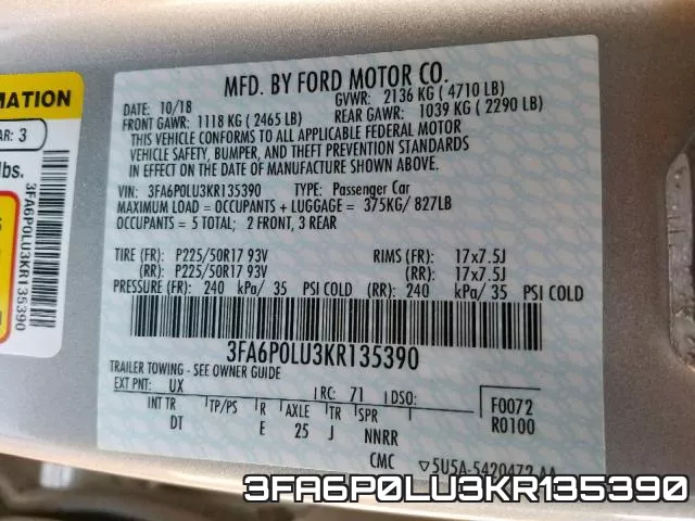 3FA6P0LU3KR135390 фото 2