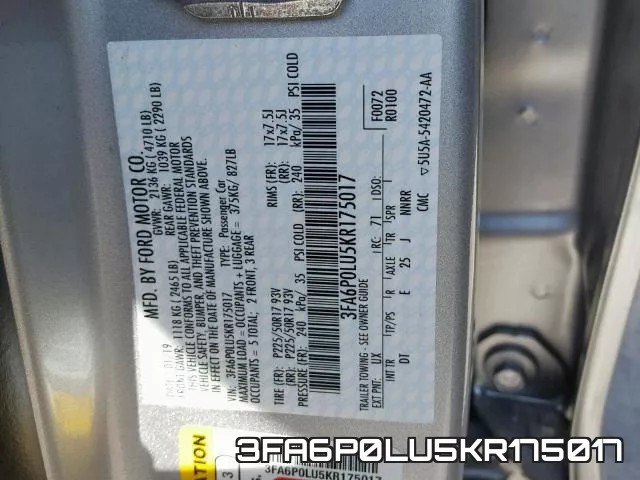 3FA6P0LU5KR175017 фото 2