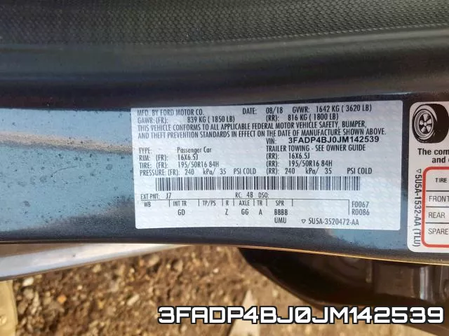 3FADP4BJ0JM142539 фото 2