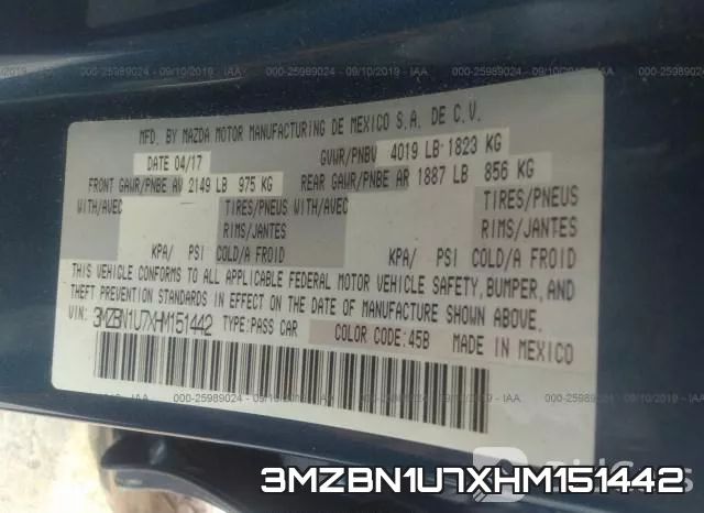 3MZBN1U7XHM151442 фото 9