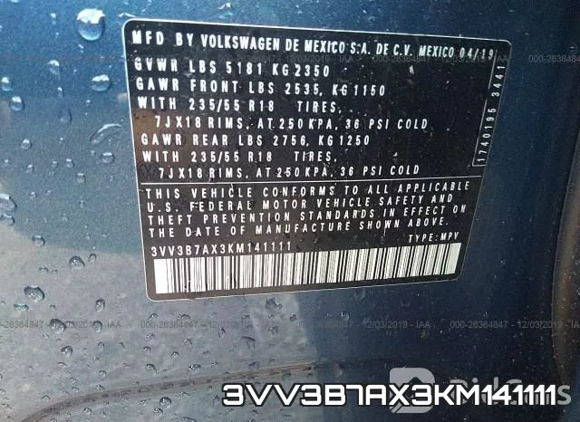 3VV3B7AX3KM141111 фото 9