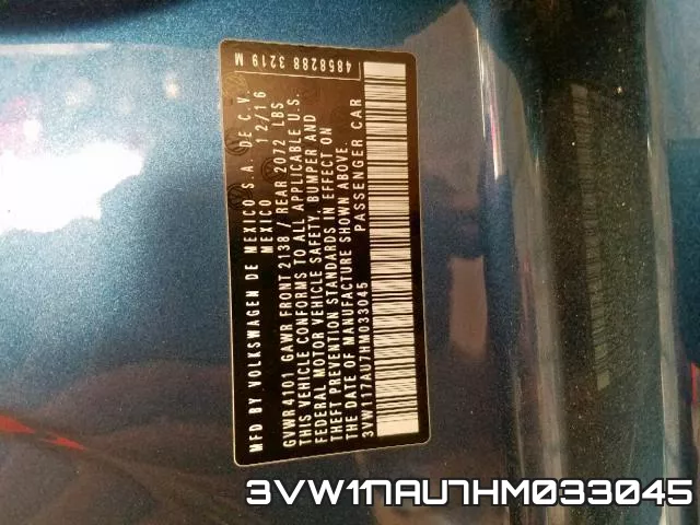 3VW117AU7HM033045 фото 2
