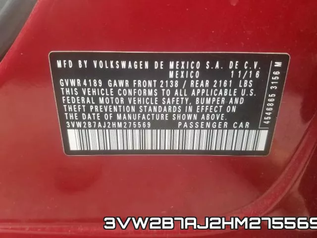 3VW2B7AJ2HM275569 фото 2